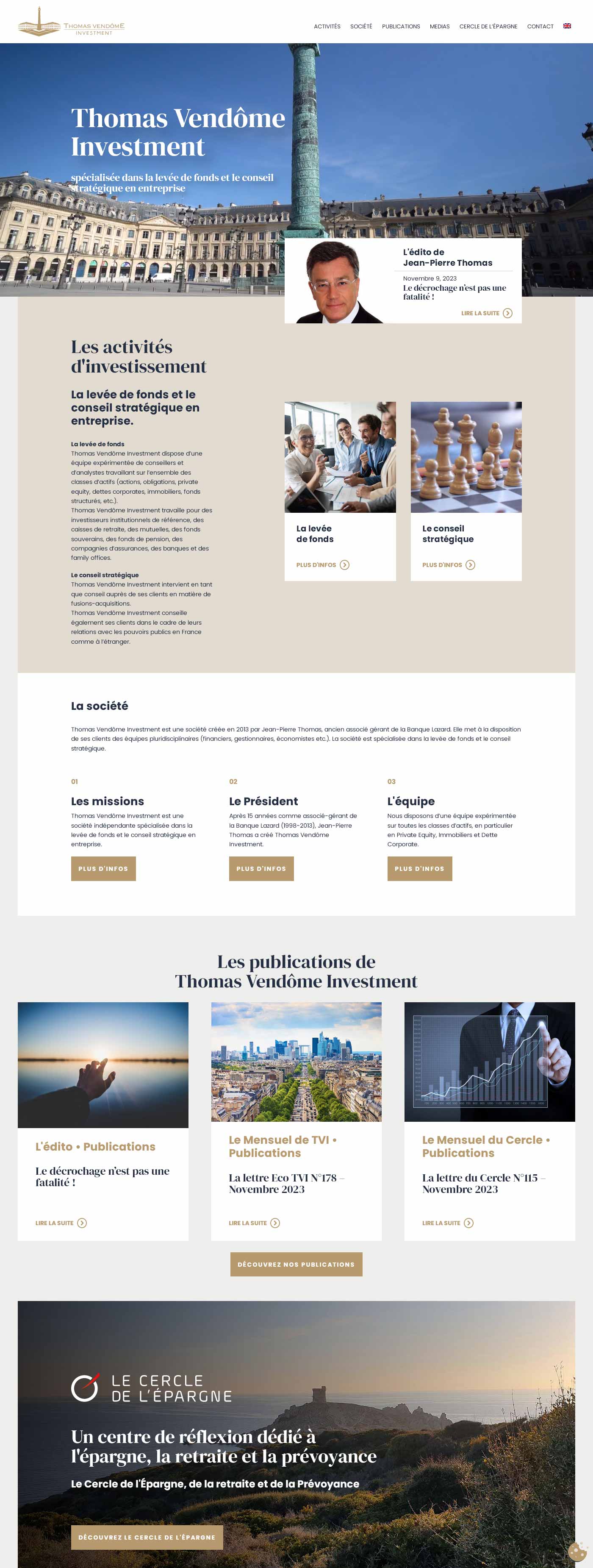 Accueil site • Thomas Vendôme Investment